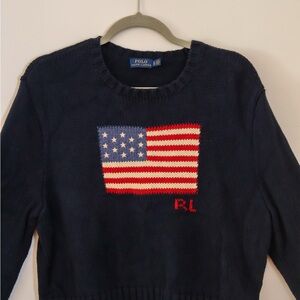 Polo by Ralph Lauren Navy Sweater with American Flag